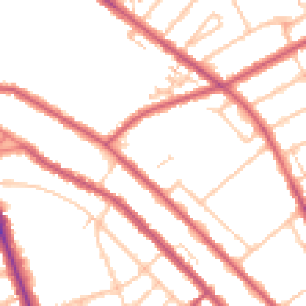 Daytime road noise heatmap for CR7 8AS