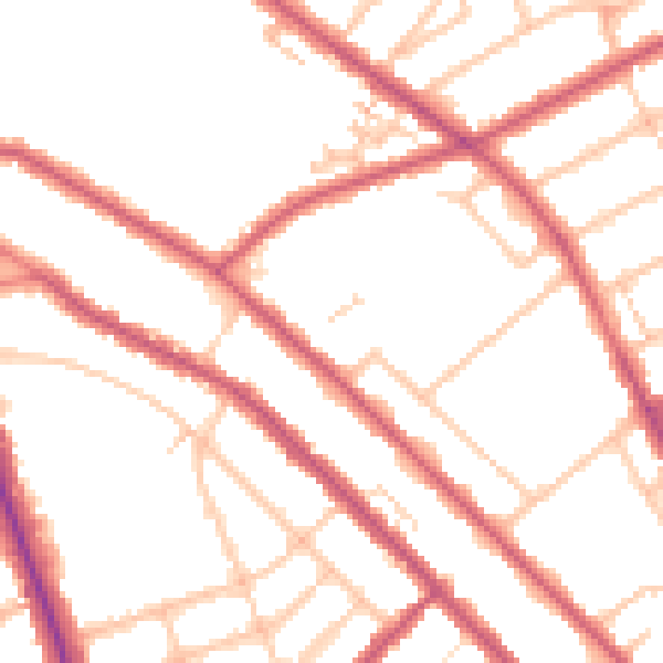Daytime road noise heatmap for CR7 8AT