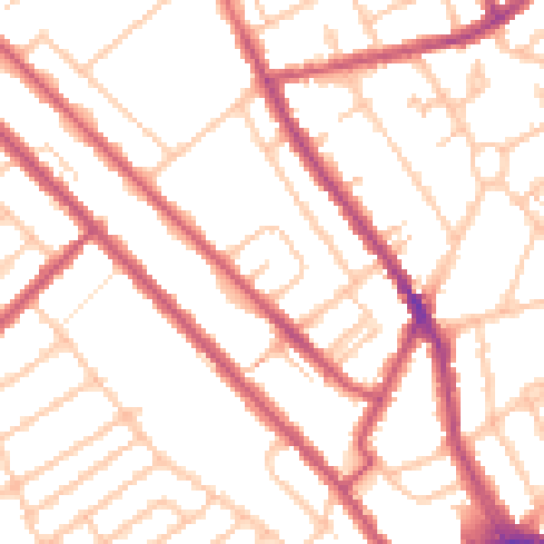 Daytime road noise heatmap for CR7 8AX
