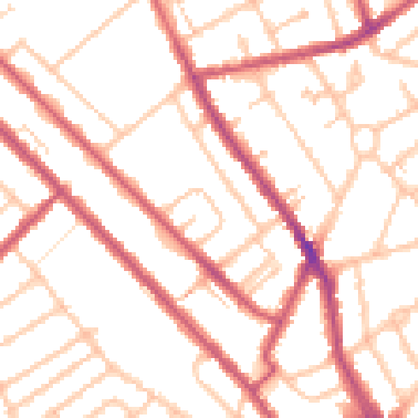 Daytime road noise heatmap for CR7 8AZ
