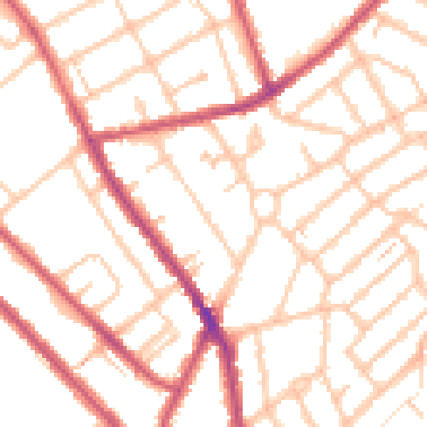 Daytime road noise heatmap for CR7 8DA
