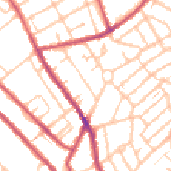 Daytime road noise heatmap for CR7 8DD