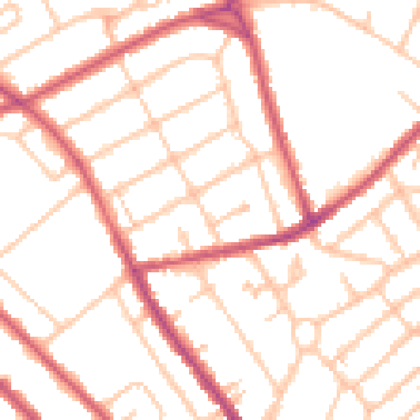 Daytime road noise heatmap for CR7 8DS