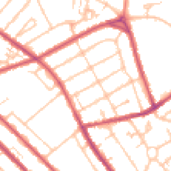 Daytime road noise heatmap for CR7 8DU