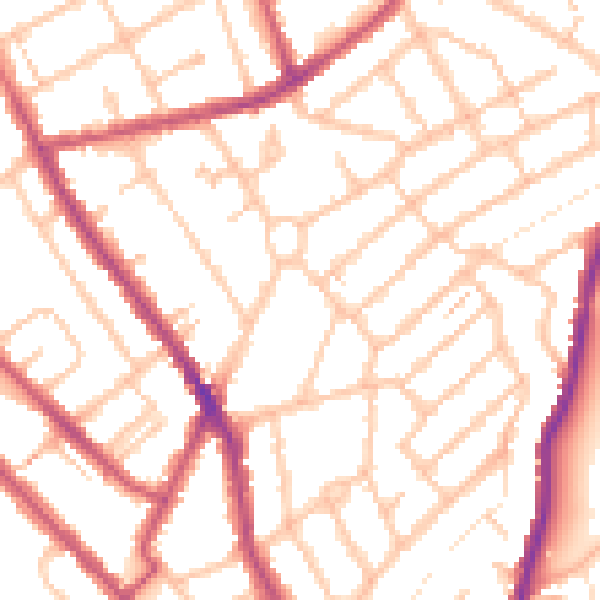Daytime road noise heatmap for CR7 8EQ