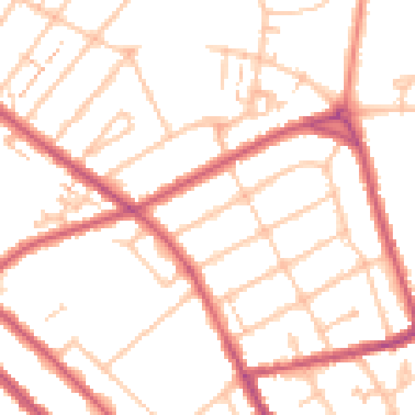 Daytime road noise heatmap for CR7 8EY