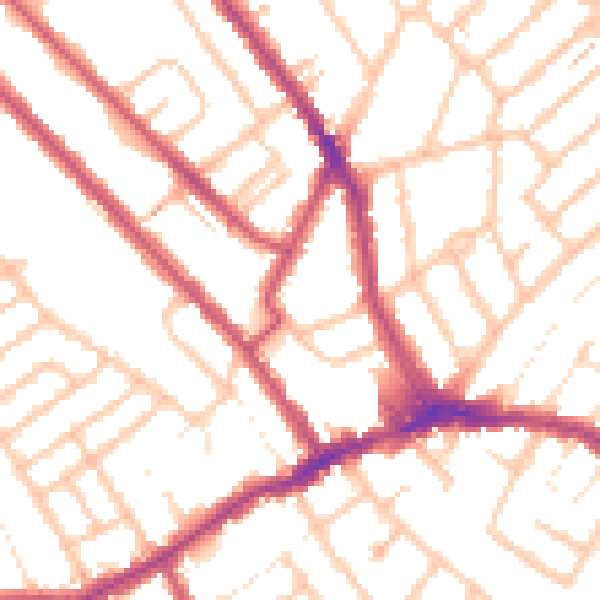Daytime road noise heatmap for CR7 8FL