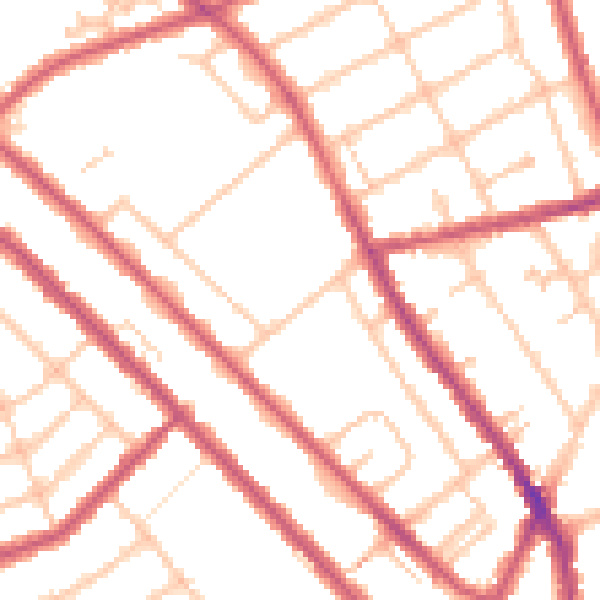 Daytime road noise heatmap for CR7 8HN