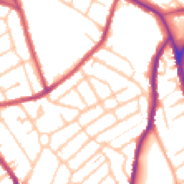 Daytime road noise heatmap for CR7 8HY