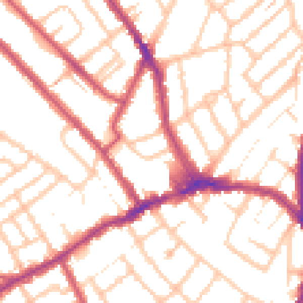Daytime road noise heatmap for CR7 8JA