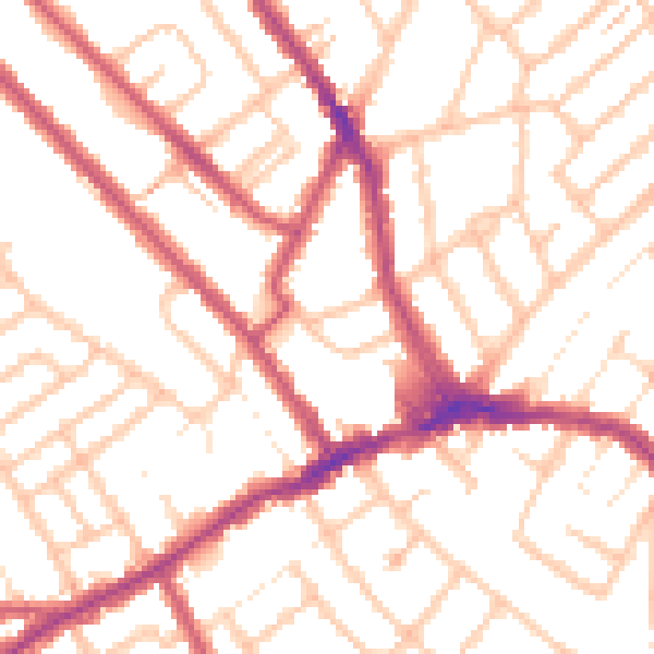 Daytime road noise heatmap for CR7 8JB