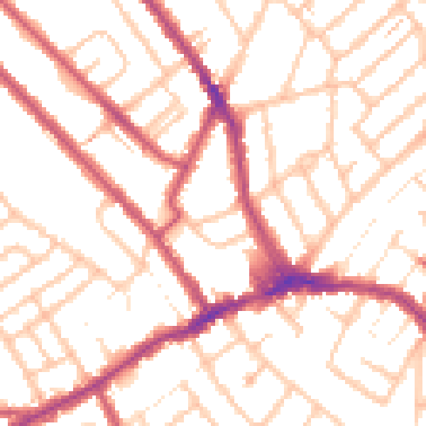 Daytime road noise heatmap for CR7 8JD