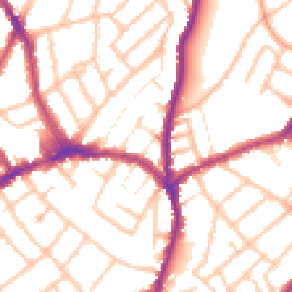 Daytime road noise heatmap for CR7 8LD