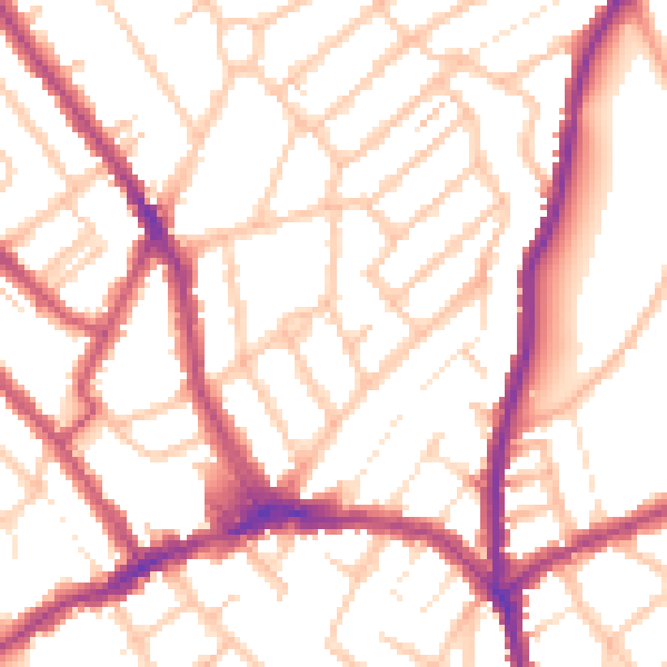 Daytime road noise heatmap for CR7 8LQ