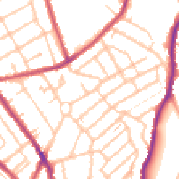 Daytime road noise heatmap for CR7 8PG