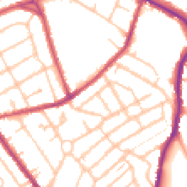 Daytime road noise heatmap for CR7 8PQ