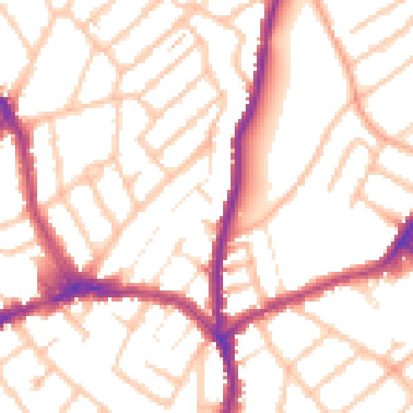 Daytime road noise heatmap for CR7 8QD