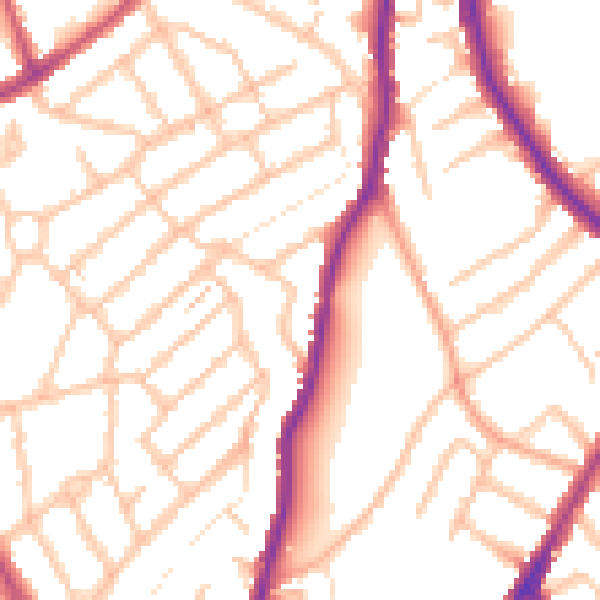 Daytime road noise heatmap for CR7 8QP