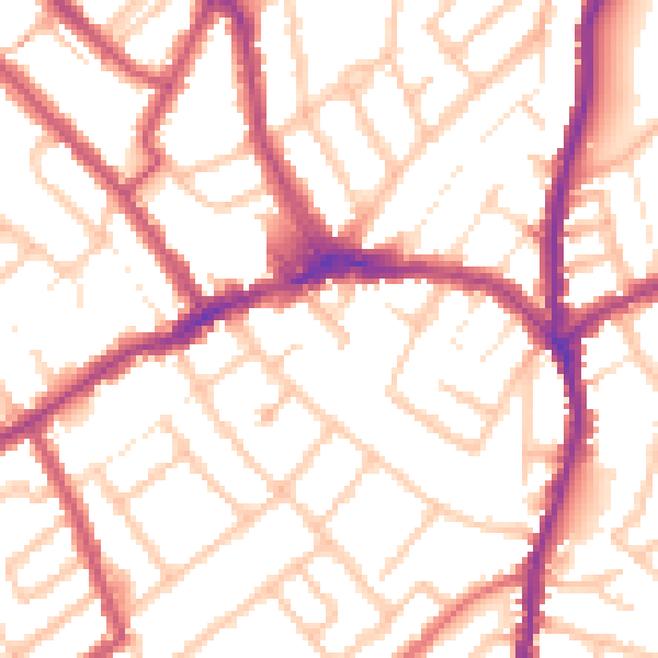 Daytime road noise heatmap for CR7 8RB