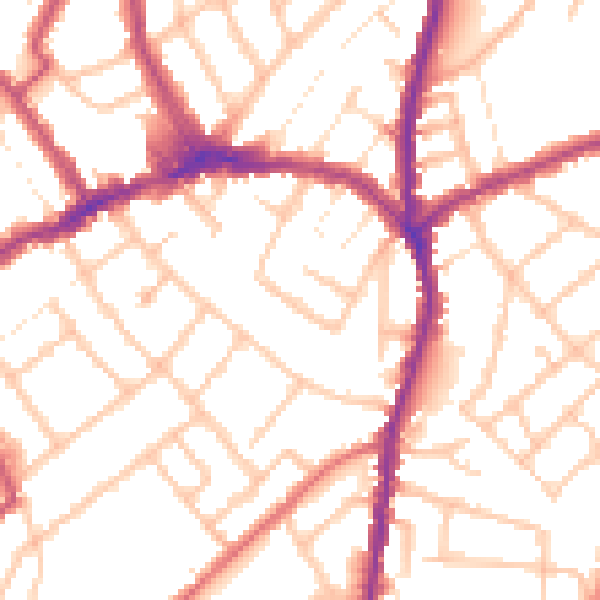Daytime road noise heatmap for CR7 8RH