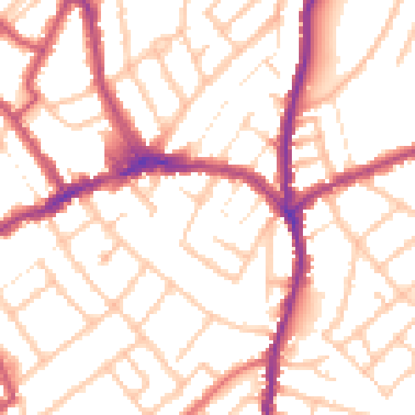 Daytime road noise heatmap for CR7 8RL