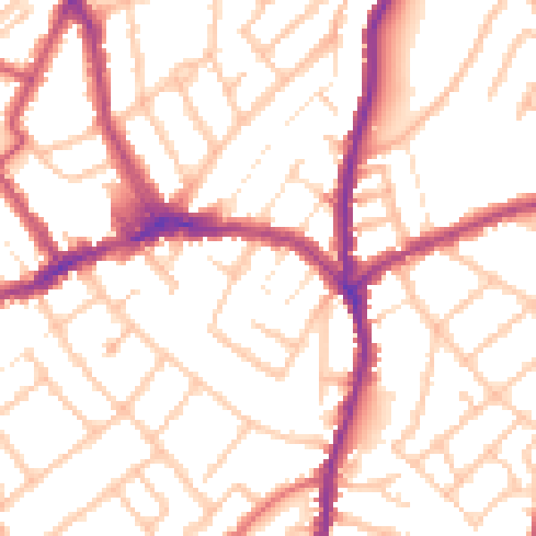 Daytime road noise heatmap for CR7 8RN