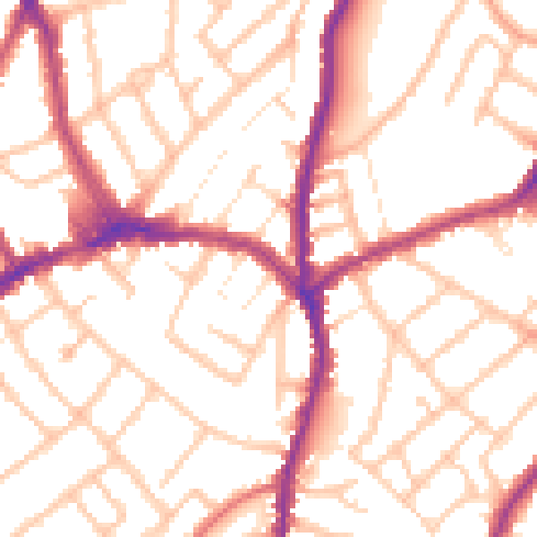 Daytime road noise heatmap for CR7 8RU