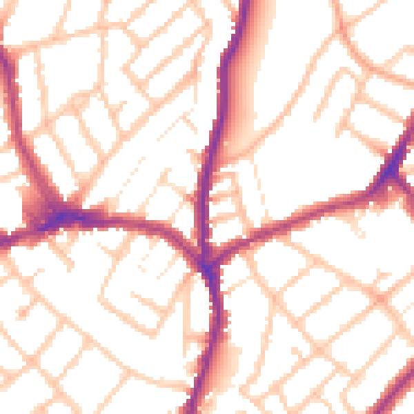 Daytime road noise heatmap for CR7 8SA