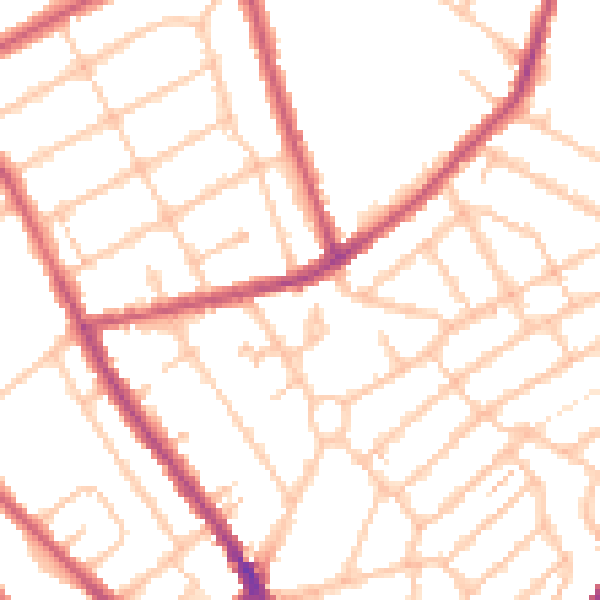 Daytime road noise heatmap for CR7 8SF