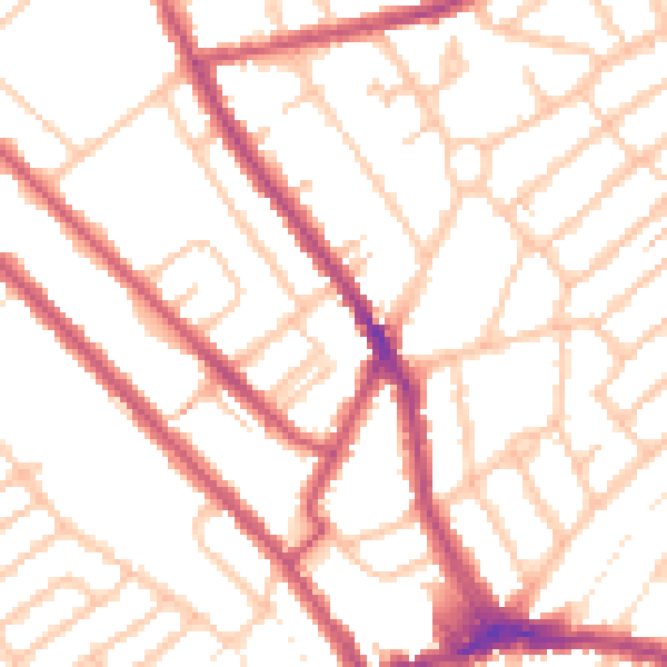 Daytime road noise heatmap for CR7 8TB