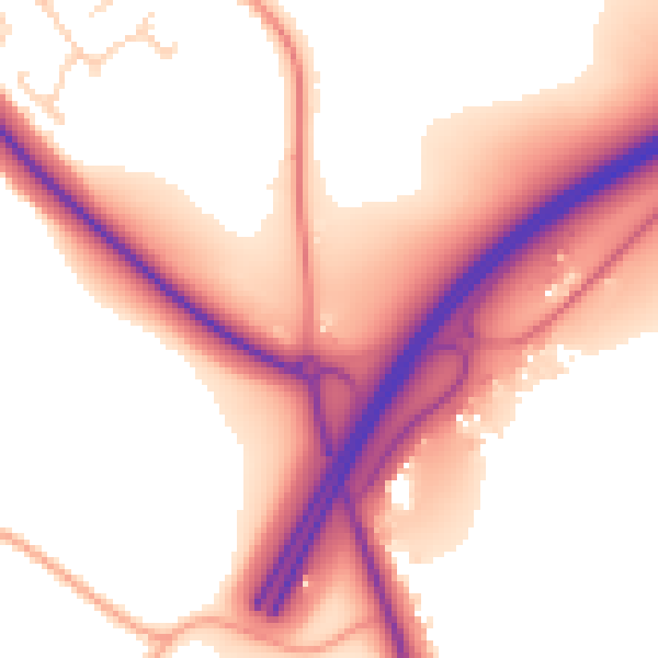Daytime road noise heatmap for CT18 7AJ