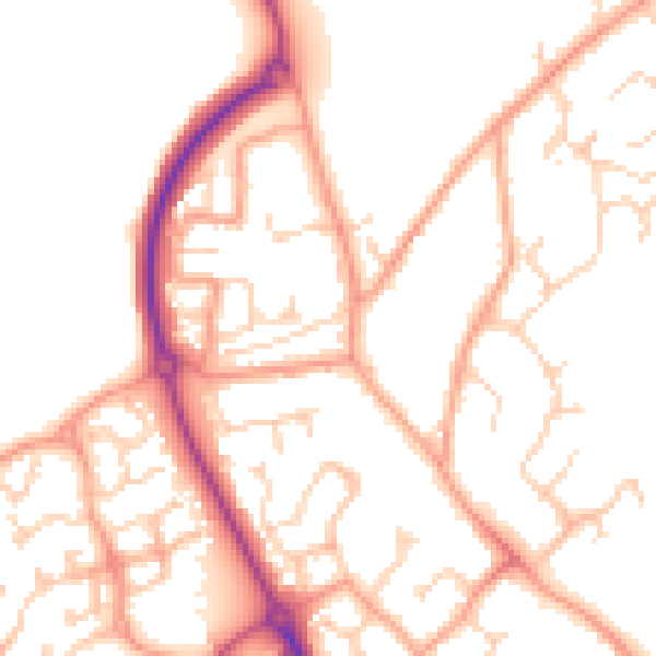 Daytime road noise heatmap for CT18 7AU