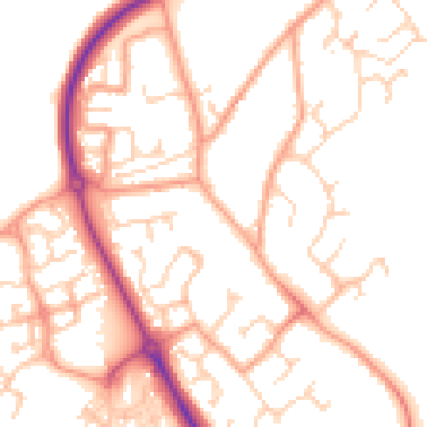 Daytime road noise heatmap for CT18 7BS