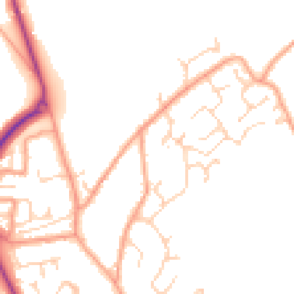 Daytime road noise heatmap for CT18 7DB