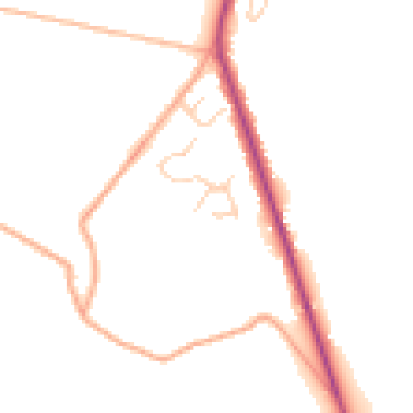 Daytime road noise heatmap for CT18 7DT