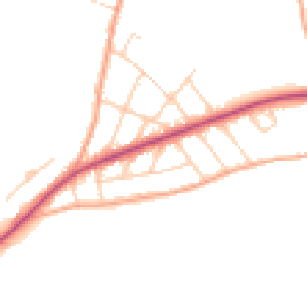 Daytime road noise heatmap for CT18 7JY