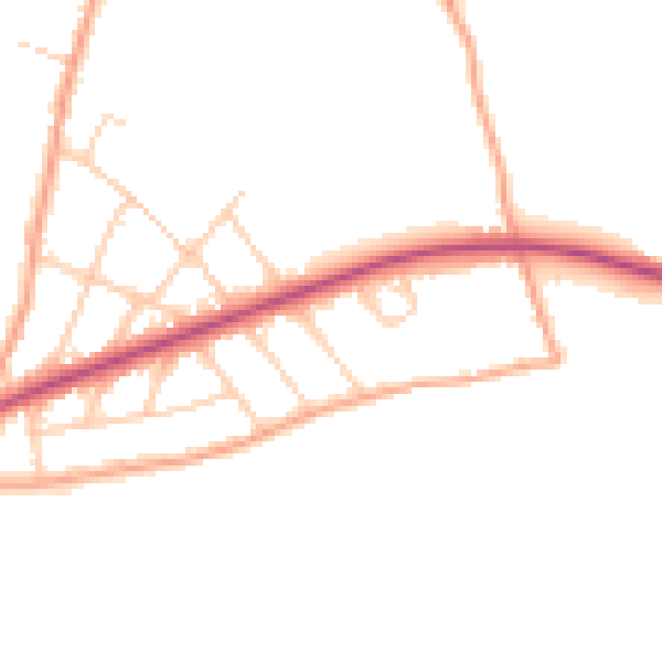 Daytime road noise heatmap for CT18 7LG