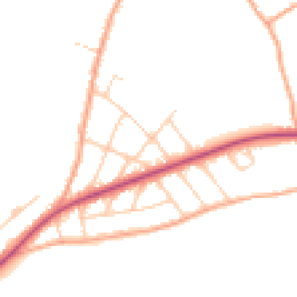 Daytime road noise heatmap for CT18 7LL