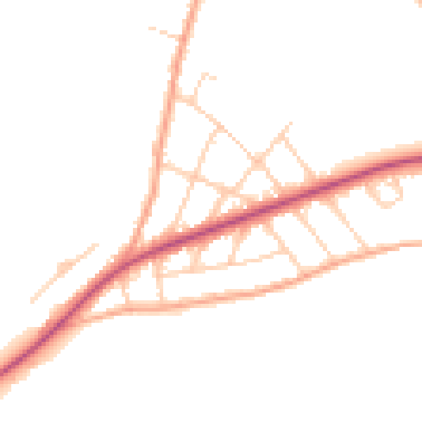 Daytime road noise heatmap for CT18 7LW