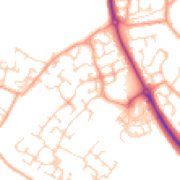 Daytime road noise heatmap for CT18 7PL