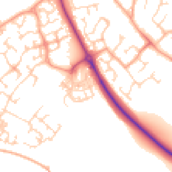 Daytime road noise heatmap for CT18 7SU