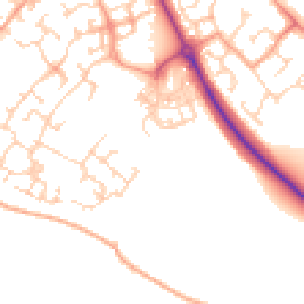 Daytime road noise heatmap for CT18 7SY
