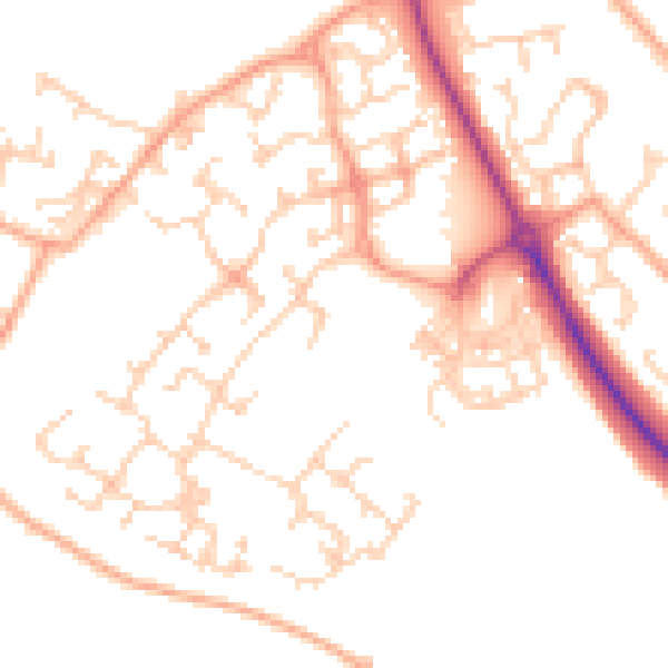 Daytime road noise heatmap for CT18 7TD