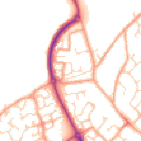 Daytime road noise heatmap for CT18 7TS
