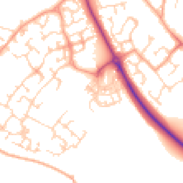 Daytime road noise heatmap for CT18 7UL