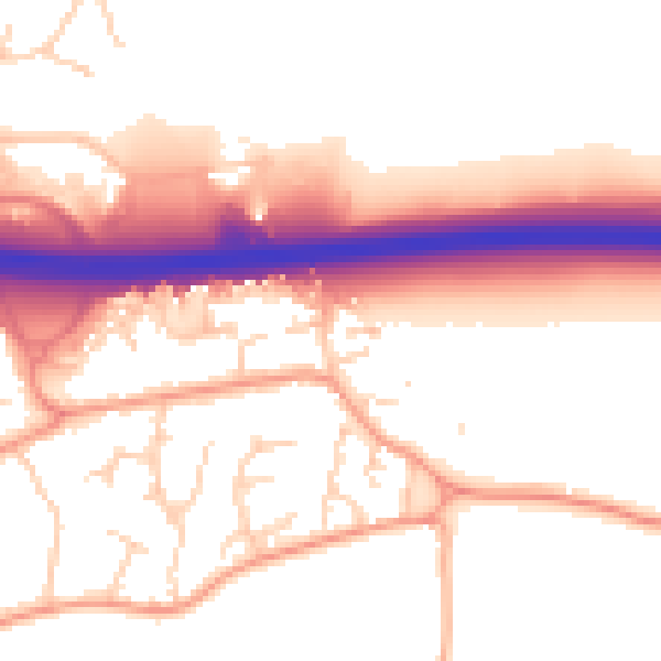 Daytime road noise heatmap for CT6 7BT