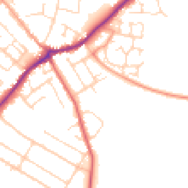 Daytime road noise heatmap for CT7 0AJ