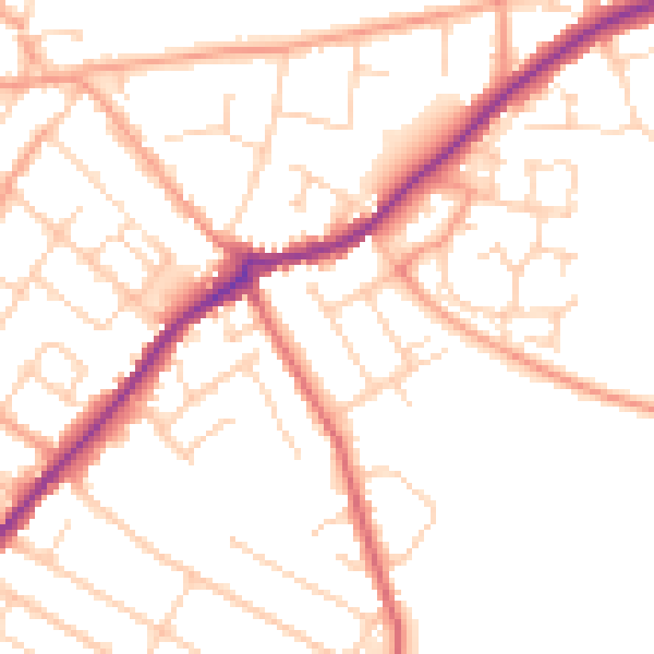 Daytime road noise heatmap for CT7 0AL