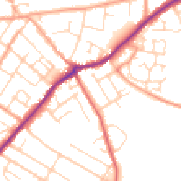Daytime road noise heatmap for CT7 0AN