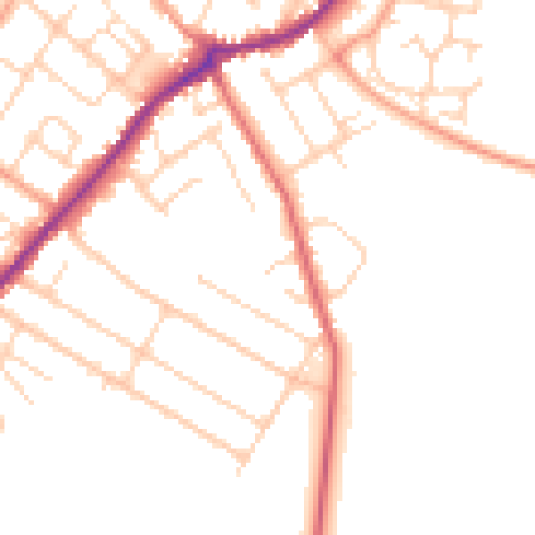 Daytime road noise heatmap for CT7 0AZ